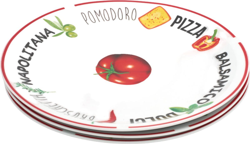 Grote Pizzaborden Italia ø 30CM - Rood en Groen - Italiaanse Prints - Set van 2