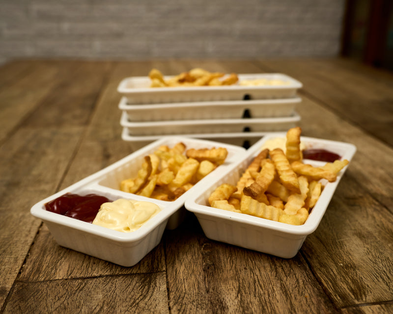 Porseleinen Patatbakje met Sausbakje - Perfect voor Friet en Snacks | Vaatwasserbestendig